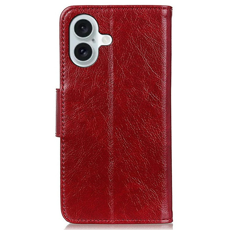 For iPhone 17 Case Nappa Texture Split Leather Wallet Phone Cover - Red