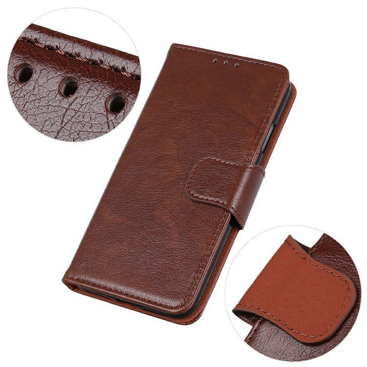 For iPhone 17 Case Nappa Texture Split Leather Wallet Phone Cover - Brown