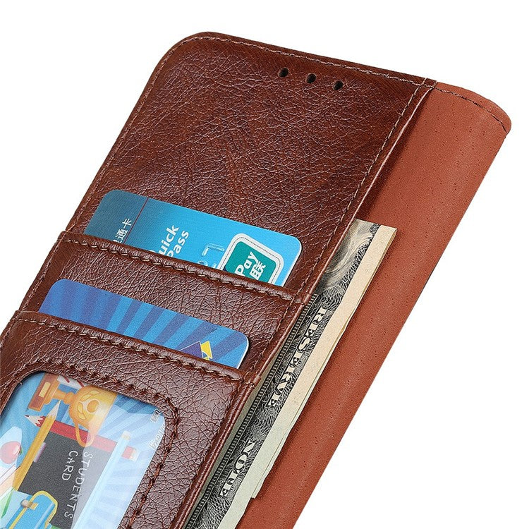 For iPhone 17 Case Nappa Texture Split Leather Wallet Phone Cover - Brown