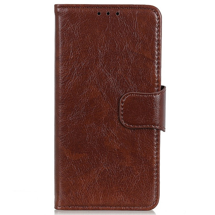 For iPhone 17 Case Nappa Texture Split Leather Wallet Phone Cover - Brown