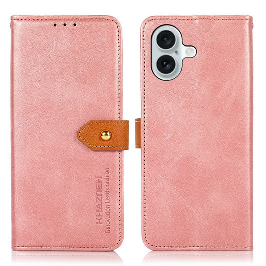 KHAZNEH For iPhone 17 Wallet Phone Case Stand Leather Flip Cover - Rose Gold