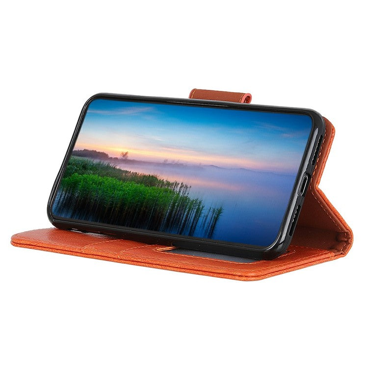 For iPhone 17 Pro Case Nappa Texture Split Leather Wallet Phone Cover - Orange