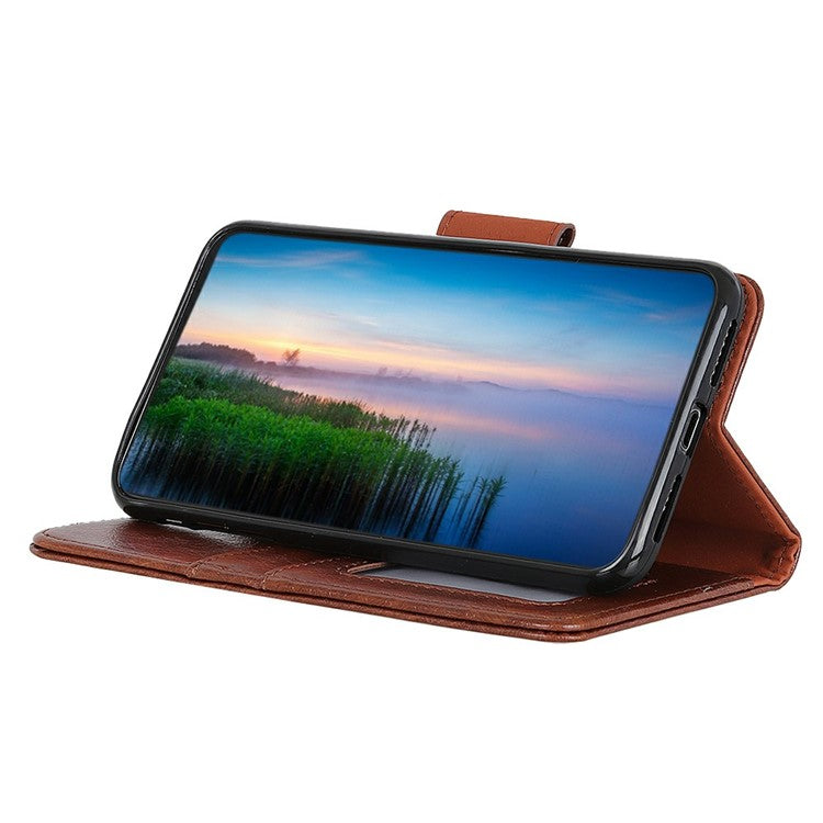 For iPhone 17 Pro Case Nappa Texture Split Leather Wallet Phone Cover - Brown