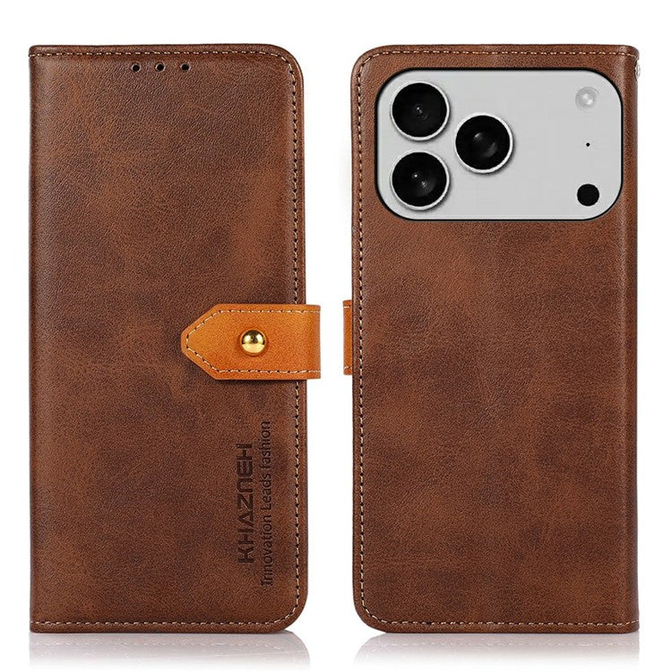 KHAZNEH For iPhone 17 Pro Wallet Phone Case Stand Leather Flip Cover - Brown