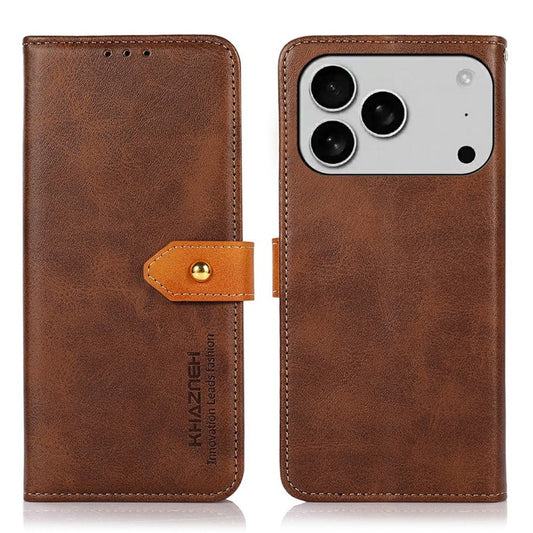 KHAZNEH For iPhone 17 Pro Wallet Phone Case Stand Leather Flip Cover - Brown