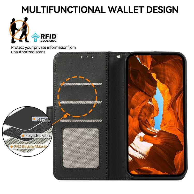 For iPhone 17 Case RFID Blocking Flip Leather Phone Cover - Black