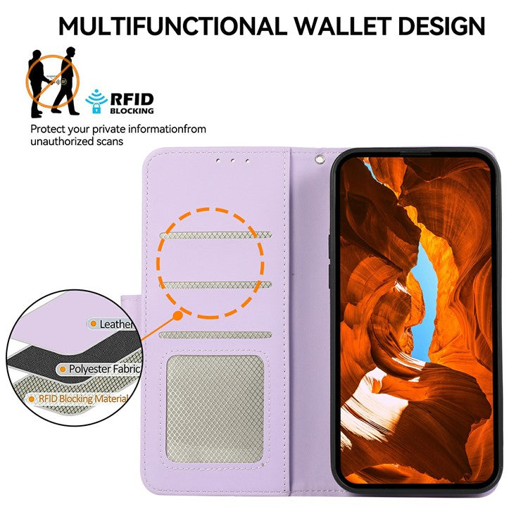 For iPhone 17 Case RFID Blocking Flip Leather Phone Cover - Purple