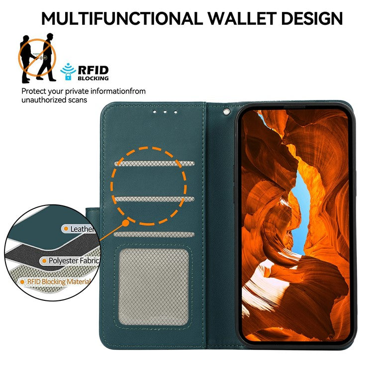 For iPhone 17 Case RFID Blocking Flip Leather Phone Cover - Green
