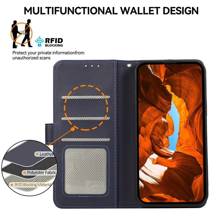 For iPhone 17 Case RFID Blocking Flip Leather Phone Cover - Blue