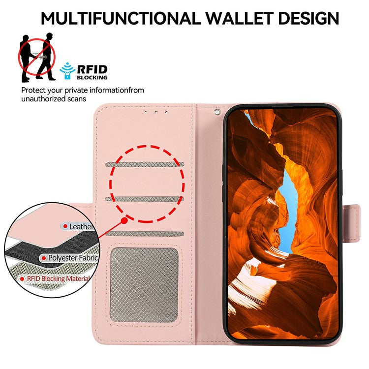 ABEEL For iPhone 17 Case Leather Phone Cover with RFID Blocking Wallet - Pink
