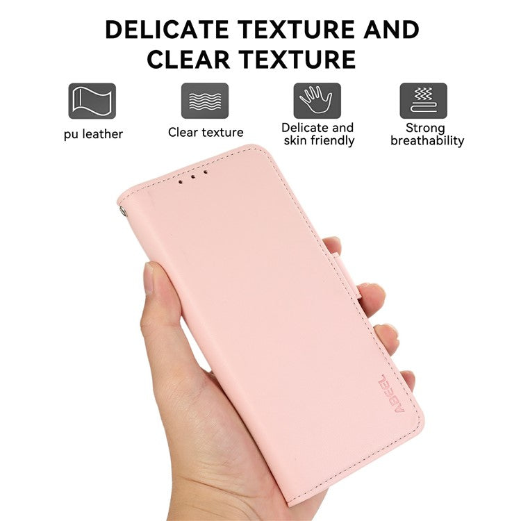 ABEEL For iPhone 17 Case Leather Phone Cover with RFID Blocking Wallet - Pink