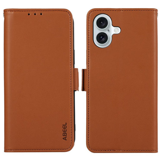 ABEEL For iPhone 17 Case Leather Phone Cover with RFID Blocking Wallet - Brown