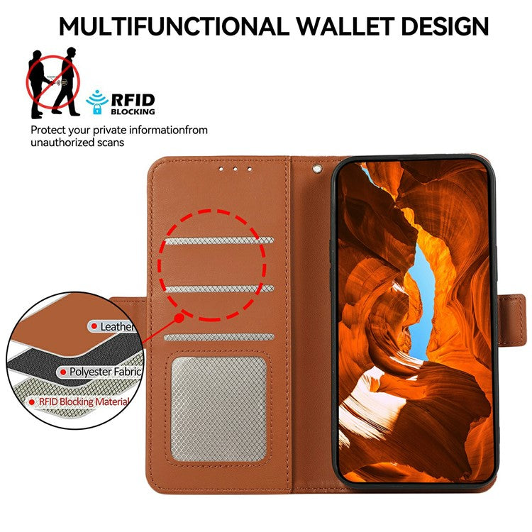 ABEEL For iPhone 17 Case Leather Phone Cover with RFID Blocking Wallet - Brown