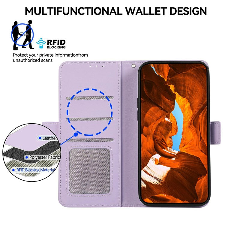ABEEL For iPhone 17 Case Leather Phone Cover with RFID Blocking Wallet - Purple