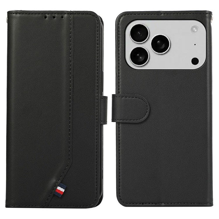 For iPhone 17 Pro Case RFID Blocking Flip Leather Phone Cover - Black