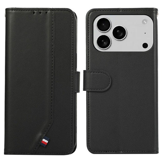 For iPhone 17 Pro Case RFID Blocking Flip Leather Phone Cover - Black
