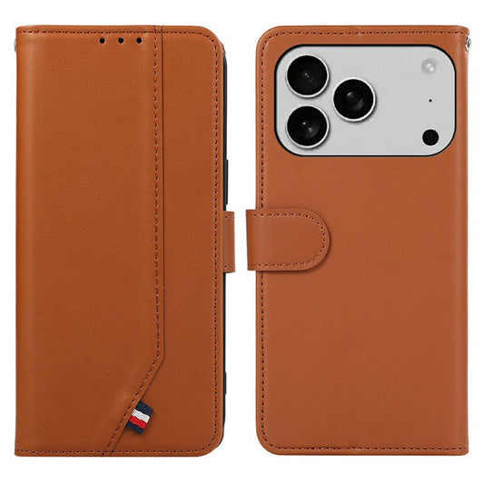 For iPhone 17 Pro Case RFID Blocking Flip Leather Phone Cover - Brown