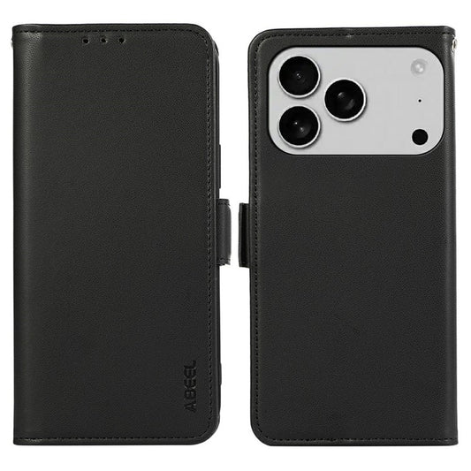 ABEEL For iPhone 17 Pro Case Leather Phone Cover with RFID Blocking Wallet - Black