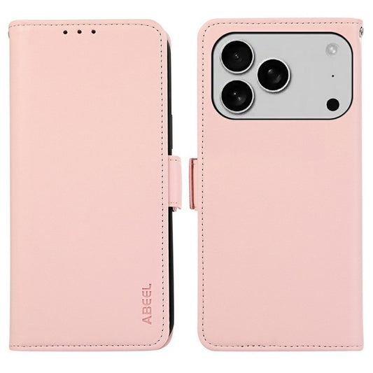 ABEEL For iPhone 17 Pro Case Leather Phone Cover with RFID Blocking Wallet - Pink