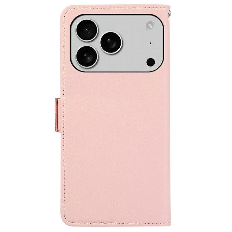 ABEEL For iPhone 17 Pro Case Leather Phone Cover with RFID Blocking Wallet - Pink