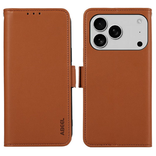 ABEEL For iPhone 17 Pro Case Leather Phone Cover with RFID Blocking Wallet - Brown