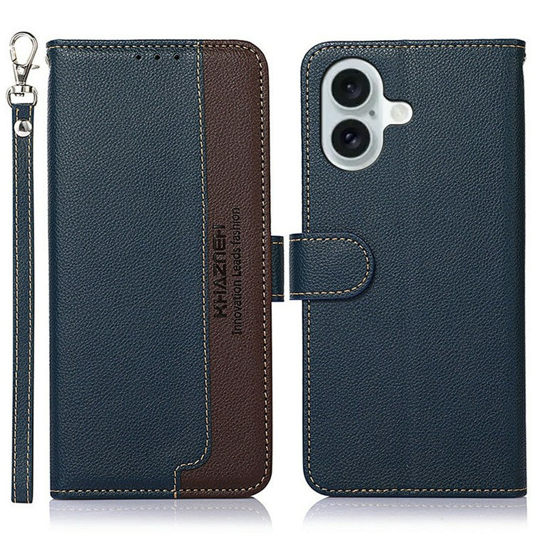 KHAZNEH For iPhone 17 Case RFID Blocking Wallet PU Leather Phone Cover - Blue
