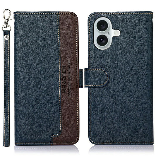 KHAZNEH For iPhone 17 Case RFID Blocking Wallet PU Leather Phone Cover - Blue