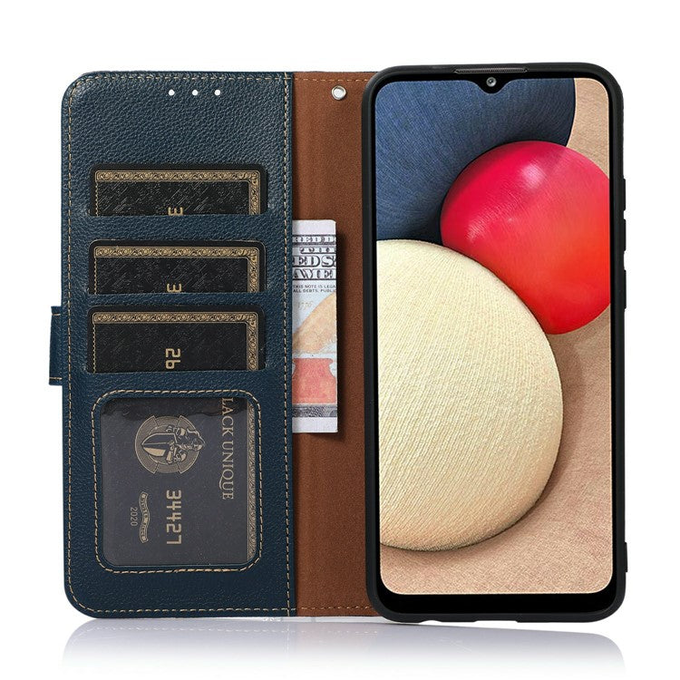 KHAZNEH For iPhone 17 Case RFID Blocking Wallet PU Leather Phone Cover - Blue