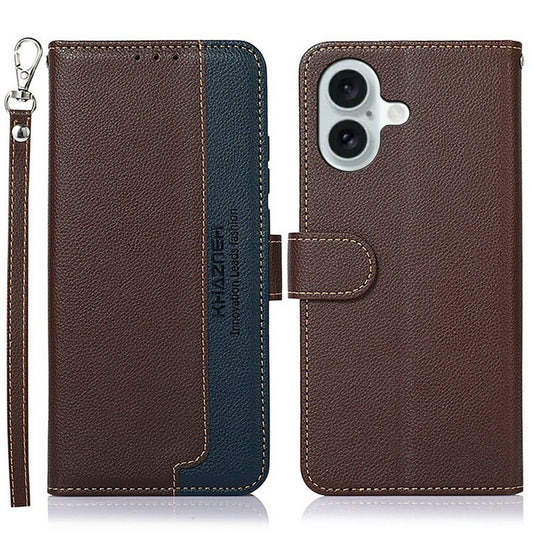 KHAZNEH For iPhone 17 Case RFID Blocking Wallet PU Leather Phone Cover - Brown