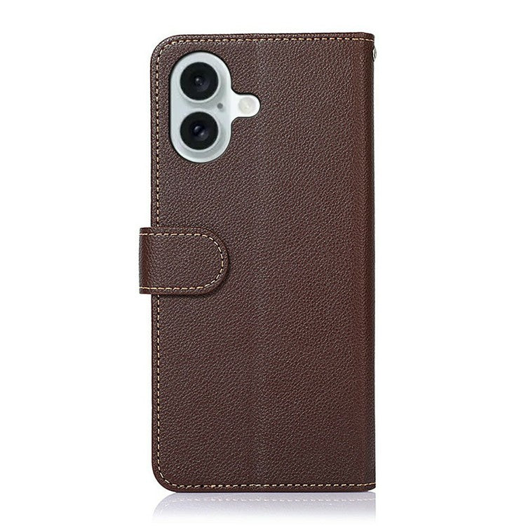 KHAZNEH For iPhone 17 Case RFID Blocking Wallet PU Leather Phone Cover - Brown