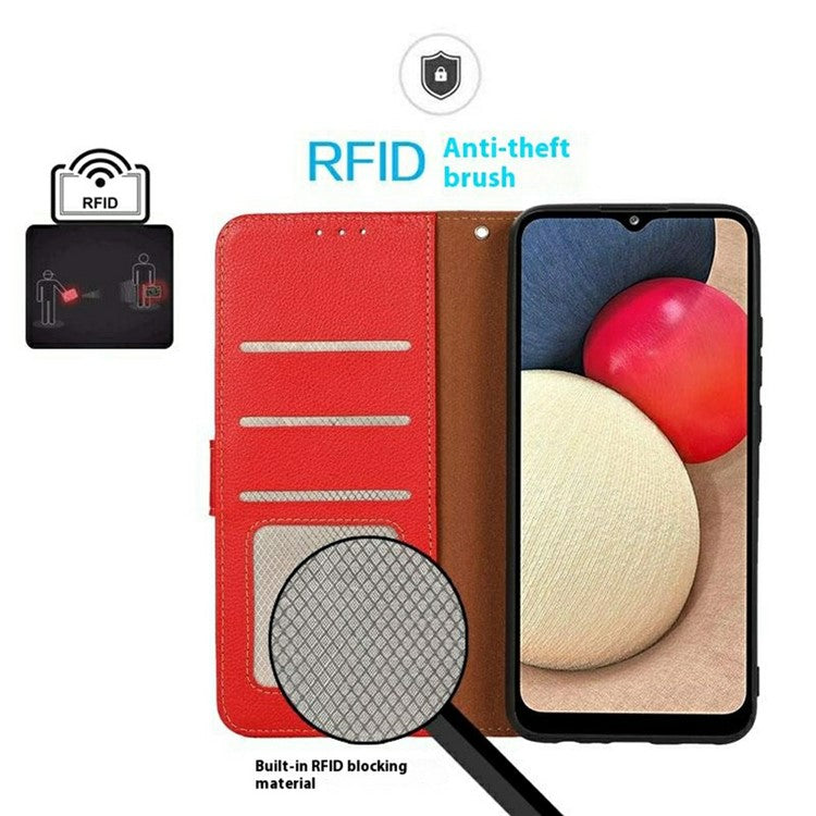 KHAZNEH For iPhone 17 Case RFID Blocking Wallet PU Leather Phone Cover - Red