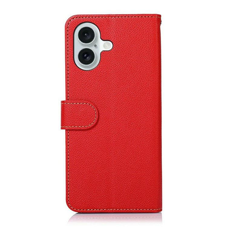 KHAZNEH For iPhone 17 Case RFID Blocking Wallet PU Leather Phone Cover - Red
