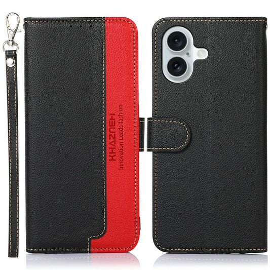 KHAZNEH For iPhone 17 Case RFID Blocking Wallet PU Leather Phone Cover - Black