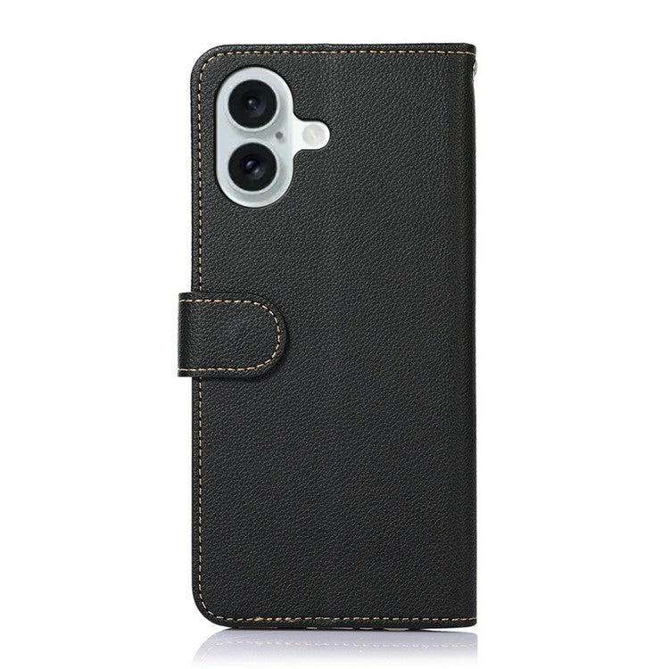 KHAZNEH For iPhone 17 Case RFID Blocking Wallet PU Leather Phone Cover - Black