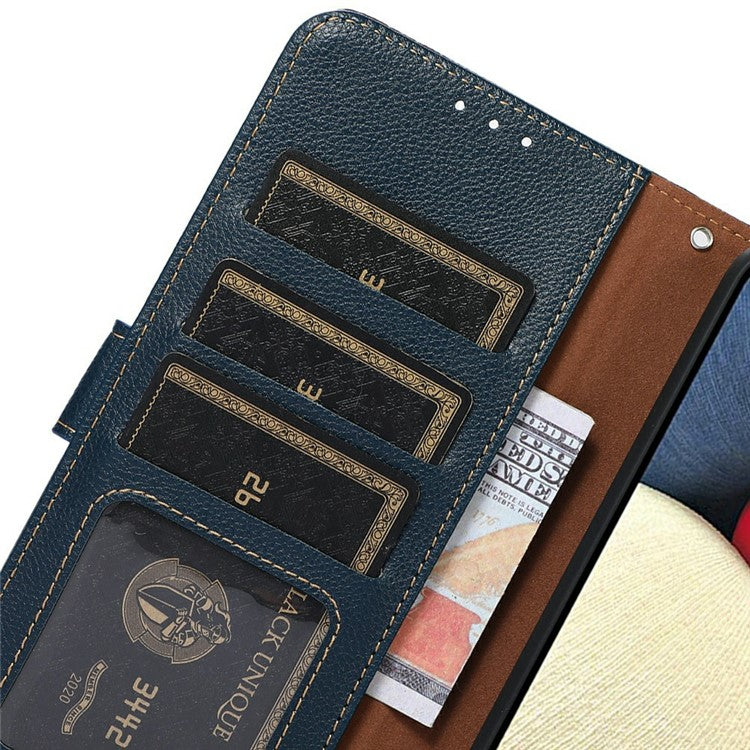 KHAZNEH For iPhone 17 Pro Case RFID Blocking Wallet PU Leather Phone Cover - Blue