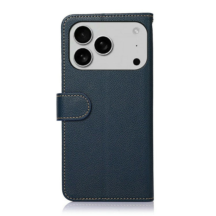 KHAZNEH For iPhone 17 Pro Case RFID Blocking Wallet PU Leather Phone Cover - Blue