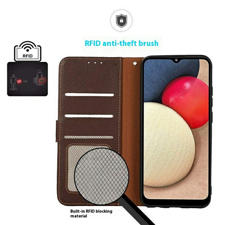KHAZNEH For iPhone 17 Pro Case RFID Blocking Wallet PU Leather Phone Cover - Brown