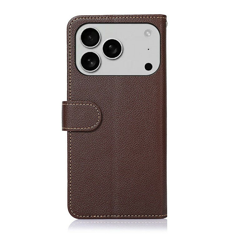 KHAZNEH For iPhone 17 Pro Case RFID Blocking Wallet PU Leather Phone Cover - Brown