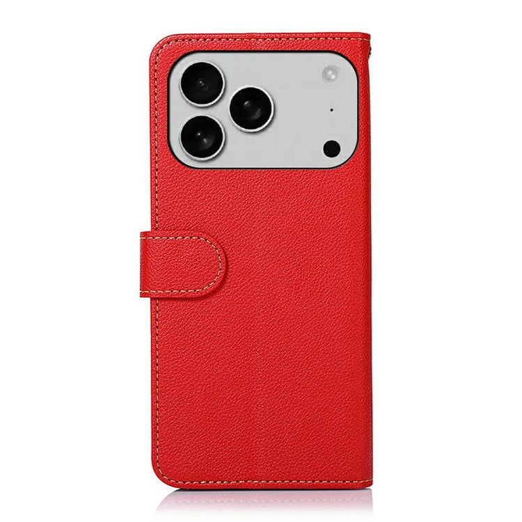 KHAZNEH For iPhone 17 Pro Case RFID Blocking Wallet PU Leather Phone Cover - Red