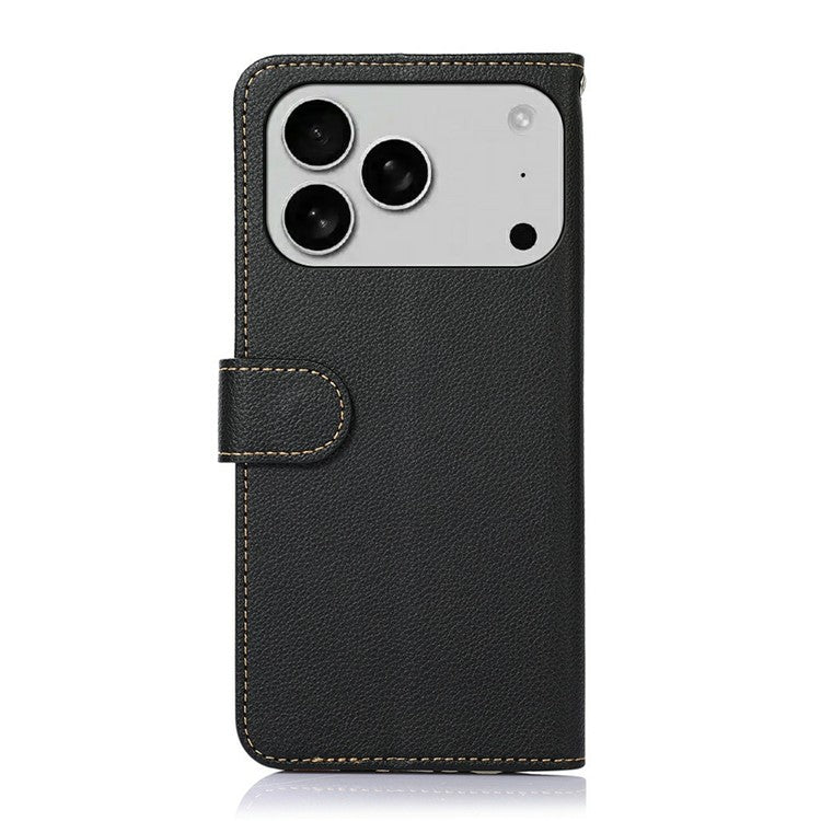 KHAZNEH For iPhone 17 Pro Case RFID Blocking Wallet PU Leather Phone Cover - Black