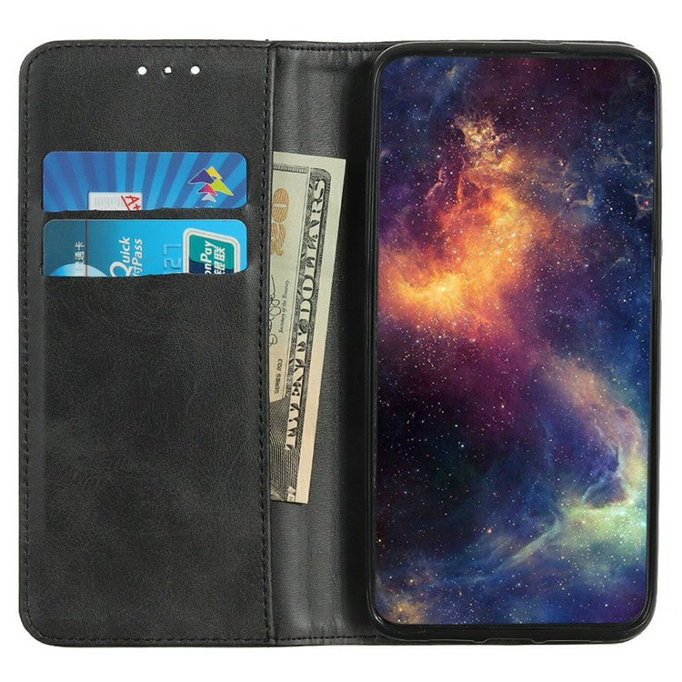 For iPhone 17 Case Split Leather Flip Wallet Phone Cover - Black