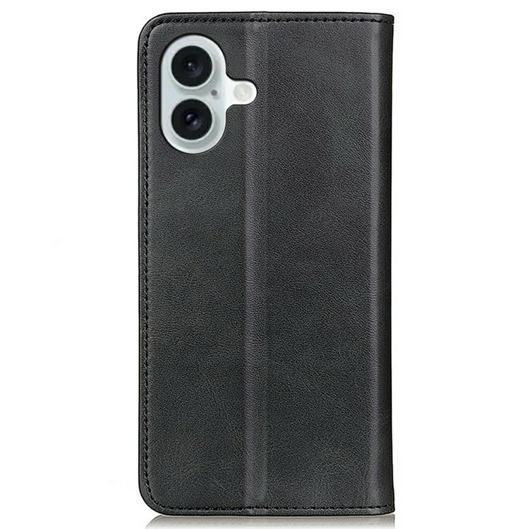 For iPhone 17 Case Split Leather Flip Wallet Phone Cover - Black