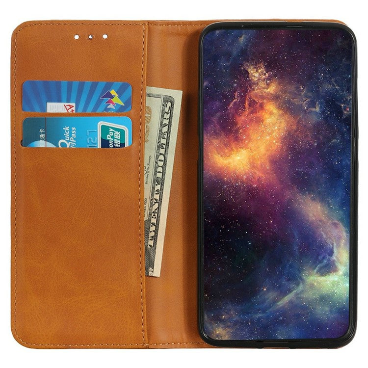 For iPhone 17 Case Split Leather Flip Wallet Phone Cover - Brown
