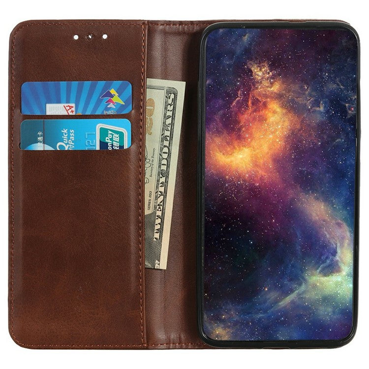 For iPhone 17 Case Split Leather Flip Wallet Phone Cover - Coffee