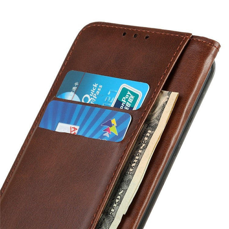 For iPhone 17 Case Split Leather Flip Wallet Phone Cover - Coffee