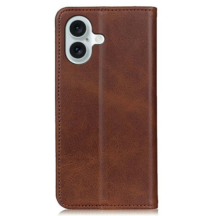 For iPhone 17 Case Split Leather Flip Wallet Phone Cover - Coffee