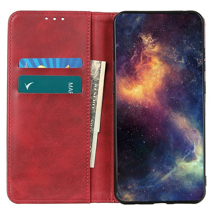 For iPhone 17 Case Split Leather Flip Wallet Phone Cover - Red