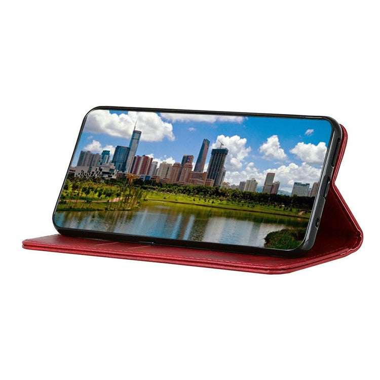 For iPhone 17 Case Split Leather Flip Wallet Phone Cover - Red