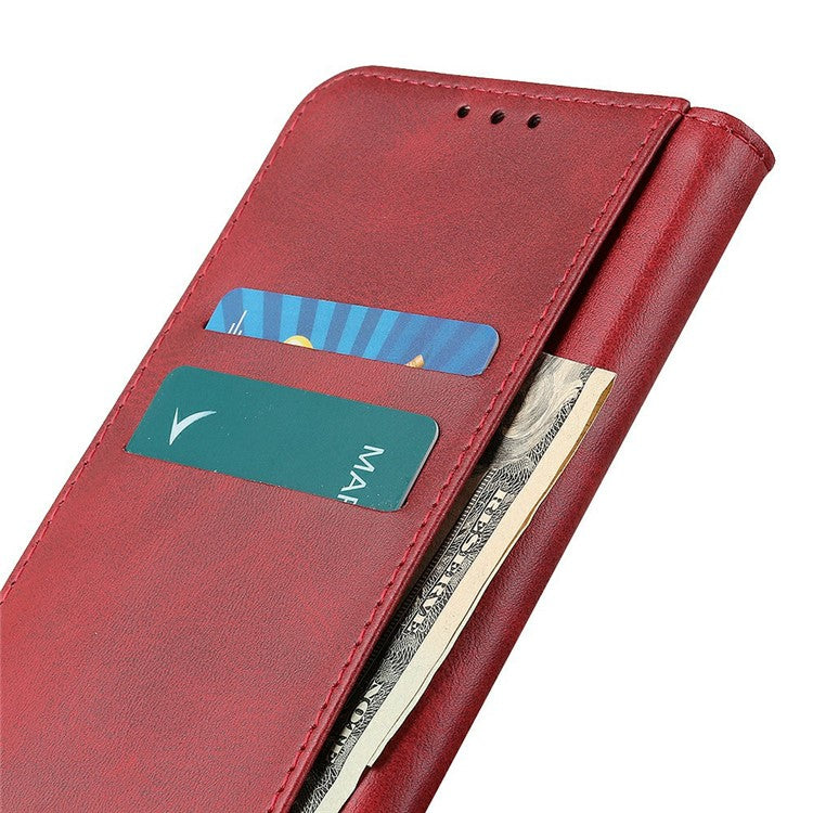 For iPhone 17 Case Split Leather Flip Wallet Phone Cover - Red