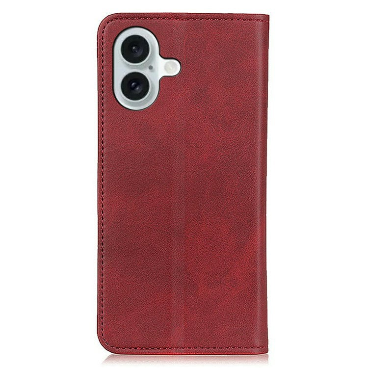 For iPhone 17 Case Split Leather Flip Wallet Phone Cover - Red